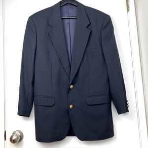 DE FURSAC Wool Slim Fit Single Breasted Gold Button Men’s Blazer size 36S Navy